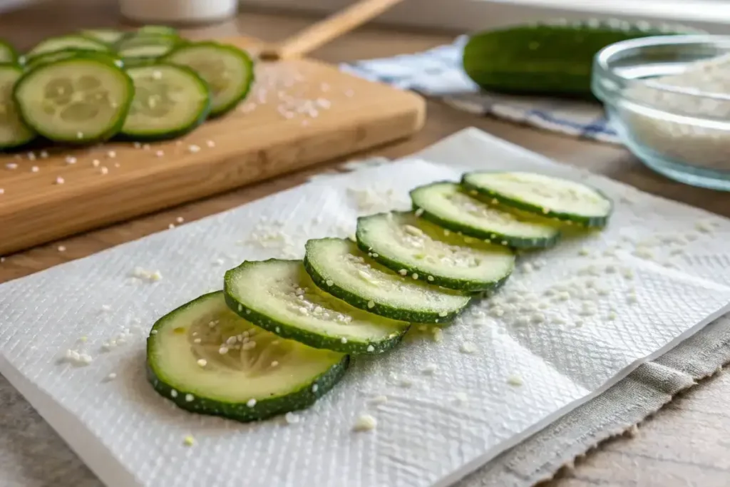 preparing cucumbers for tea sandwiches