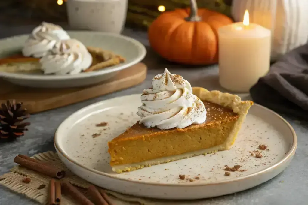 Serving Classic Pumpkin Pie Slice