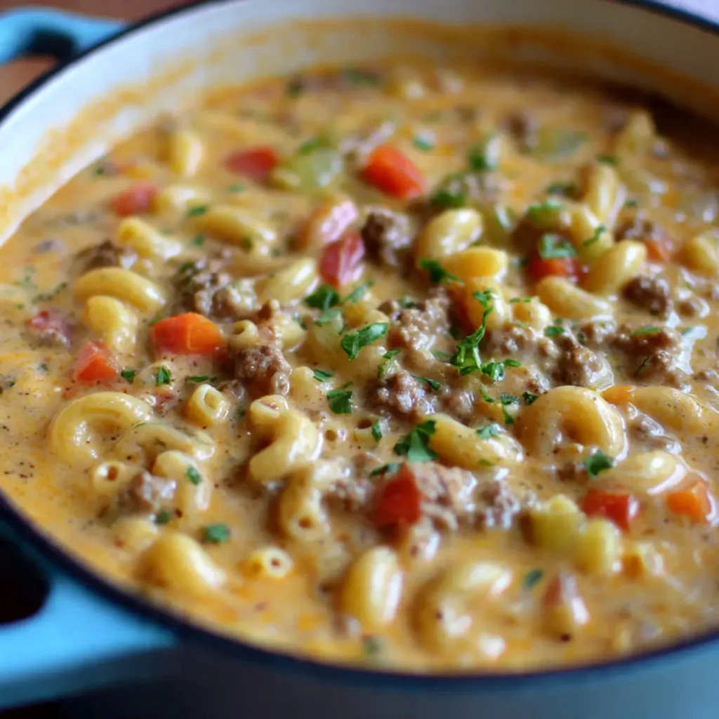 10 Cozy High-Protein Fall Meals That Practically Cook Themselves High-Protein One-Pot Macaroni Cheeseburger Soup