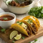 Crispy birria tacos dipped in consommé – best birria recipe.