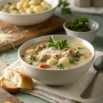 Serving of Creamy Italian Sausage Gnocchi Soup, soups recipes.